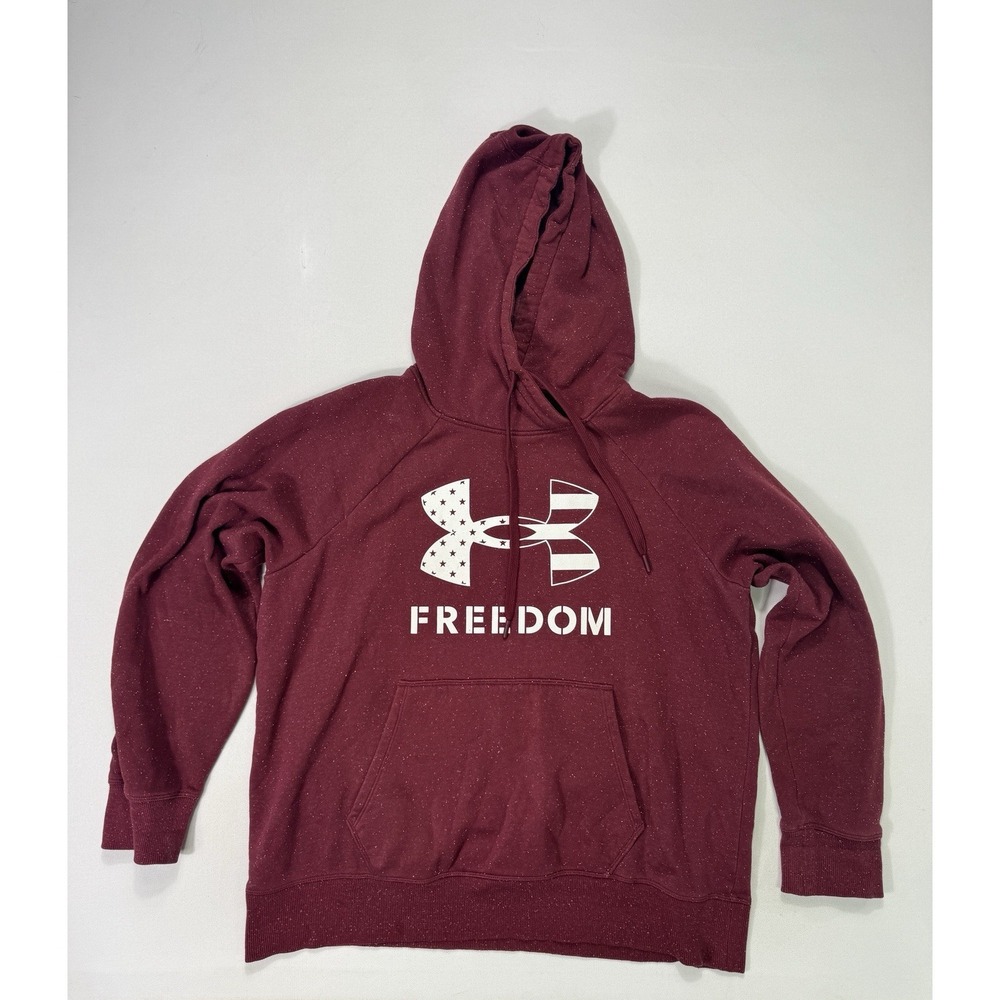 Under Armour Freedom Flag Rival Fleece Hoodie Red Women Large 1370026 Pullover